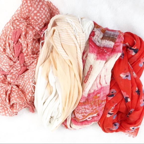 Abercrombie & Fitch Accessories - Scarf Bundle Print Pink Peach Orange Mixed Brand